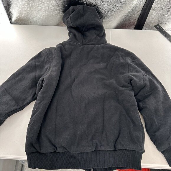 Timberland Kids Sherpa-Lined Black Hoodie Camo Logo Design Zip 8 Small Tree Core - Picture 9 of 9